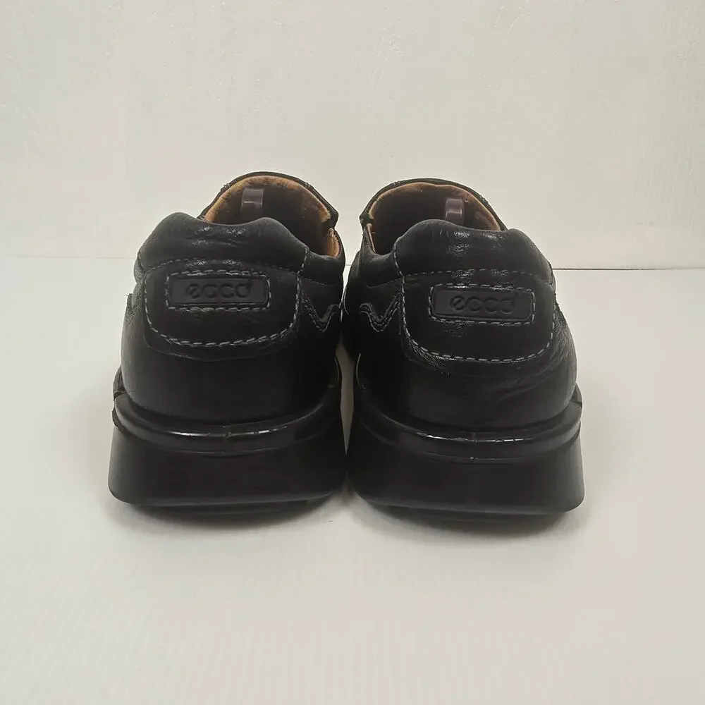 Ecco Mens 11 Dress Loafers Fusion Leather Black Slip On Academia Grandpa Preppy